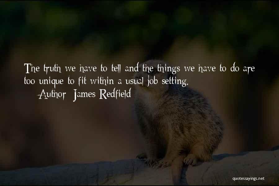 James Redfield Quotes: The Truth We Have To Tell And The Things We Have To Do Are Too Unique To Fit Within A