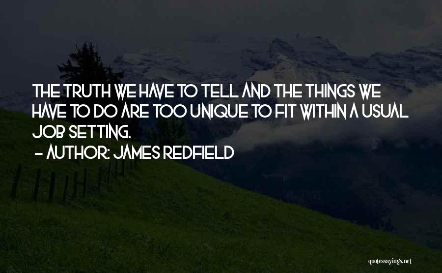 James Redfield Quotes: The Truth We Have To Tell And The Things We Have To Do Are Too Unique To Fit Within A