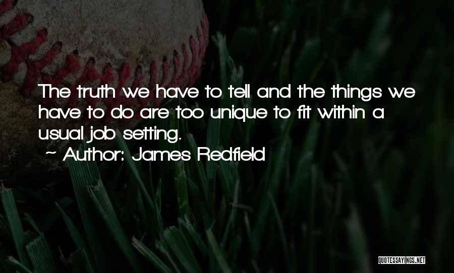 James Redfield Quotes: The Truth We Have To Tell And The Things We Have To Do Are Too Unique To Fit Within A