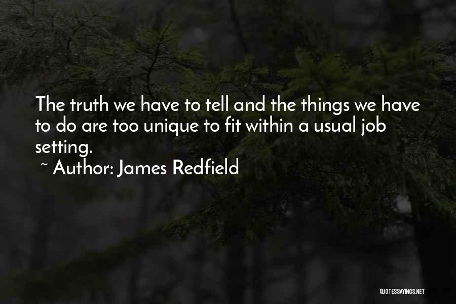 James Redfield Quotes: The Truth We Have To Tell And The Things We Have To Do Are Too Unique To Fit Within A