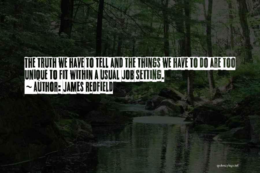 James Redfield Quotes: The Truth We Have To Tell And The Things We Have To Do Are Too Unique To Fit Within A