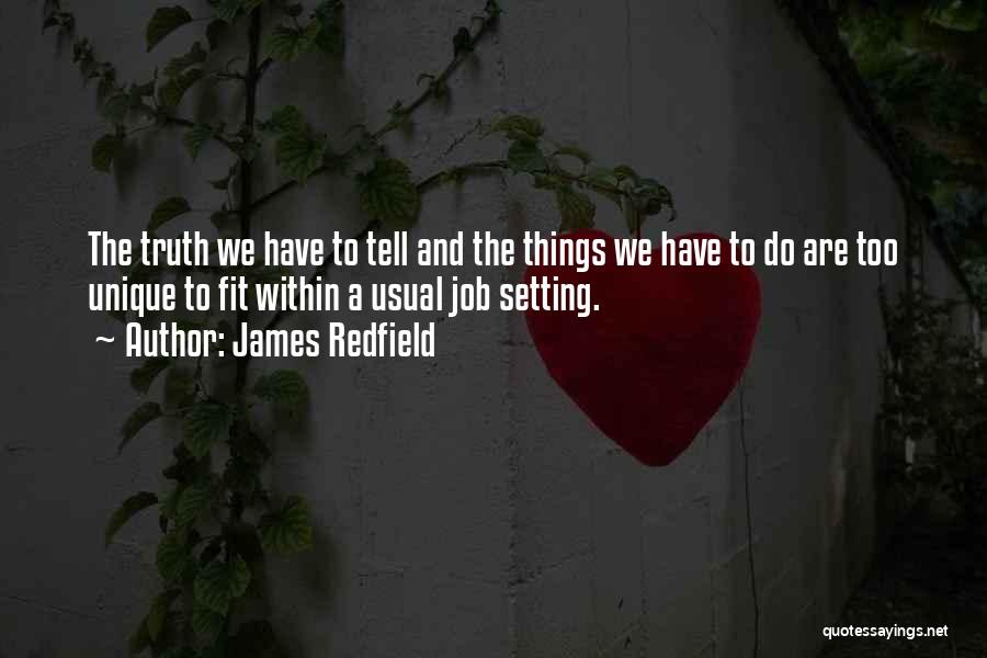 James Redfield Quotes: The Truth We Have To Tell And The Things We Have To Do Are Too Unique To Fit Within A