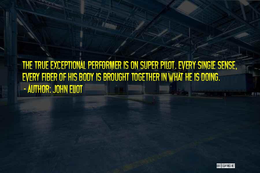 John Eliot Quotes: The True Exceptional Performer Is On Super Pilot. Every Single Sense, Every Fiber Of His Body Is Brought Together In