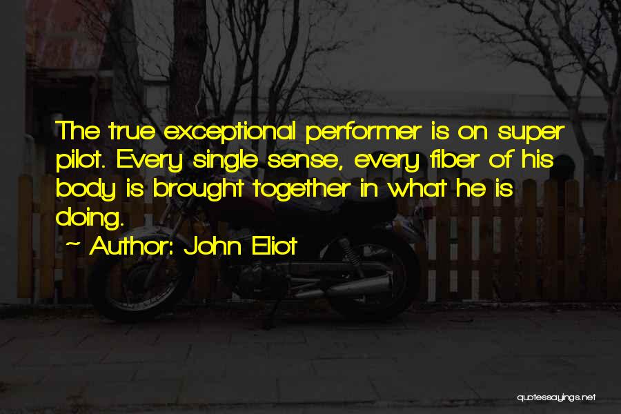 John Eliot Quotes: The True Exceptional Performer Is On Super Pilot. Every Single Sense, Every Fiber Of His Body Is Brought Together In