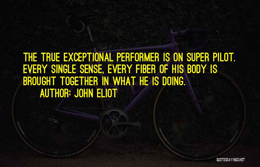 John Eliot Quotes: The True Exceptional Performer Is On Super Pilot. Every Single Sense, Every Fiber Of His Body Is Brought Together In