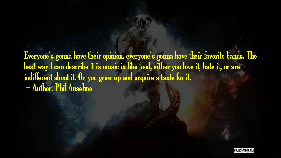 Phil Anselmo Quotes: Everyone's Gonna Have Their Opinion, Everyone's Gonna Have Their Favorite Bands. The Best Way I Can Describe It Is Music