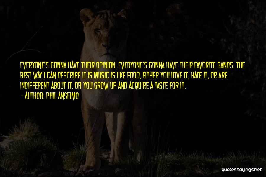 Phil Anselmo Quotes: Everyone's Gonna Have Their Opinion, Everyone's Gonna Have Their Favorite Bands. The Best Way I Can Describe It Is Music