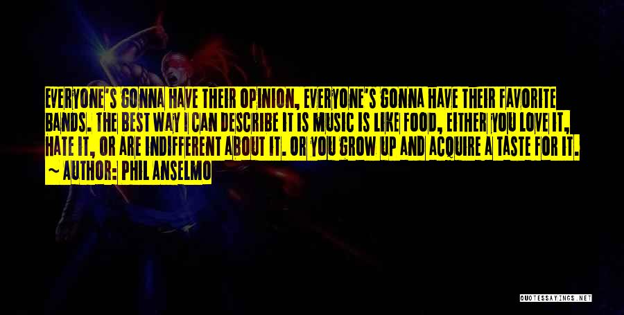 Phil Anselmo Quotes: Everyone's Gonna Have Their Opinion, Everyone's Gonna Have Their Favorite Bands. The Best Way I Can Describe It Is Music