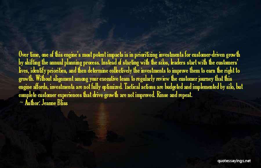 Jeanne Bliss Quotes: Over Time, One Of This Engine's Most Potent Impacts Is In Prioritizing Investments For Customer-driven Growth By Shifting The Annual