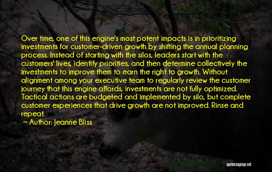 Jeanne Bliss Quotes: Over Time, One Of This Engine's Most Potent Impacts Is In Prioritizing Investments For Customer-driven Growth By Shifting The Annual