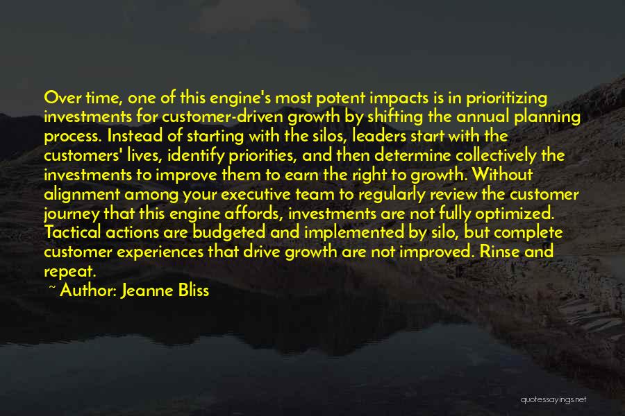 Jeanne Bliss Quotes: Over Time, One Of This Engine's Most Potent Impacts Is In Prioritizing Investments For Customer-driven Growth By Shifting The Annual