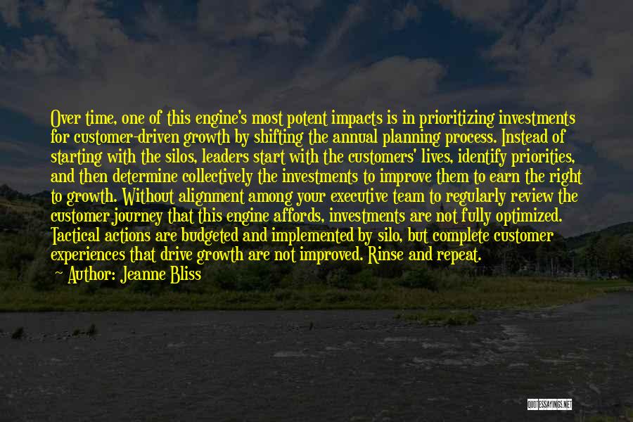 Jeanne Bliss Quotes: Over Time, One Of This Engine's Most Potent Impacts Is In Prioritizing Investments For Customer-driven Growth By Shifting The Annual