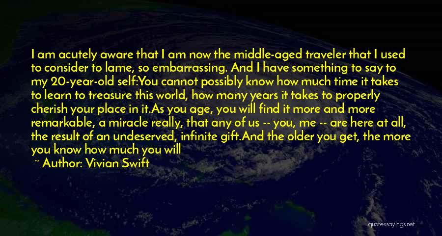 Vivian Swift Quotes: I Am Acutely Aware That I Am Now The Middle-aged Traveler That I Used To Consider To Lame, So Embarrassing.