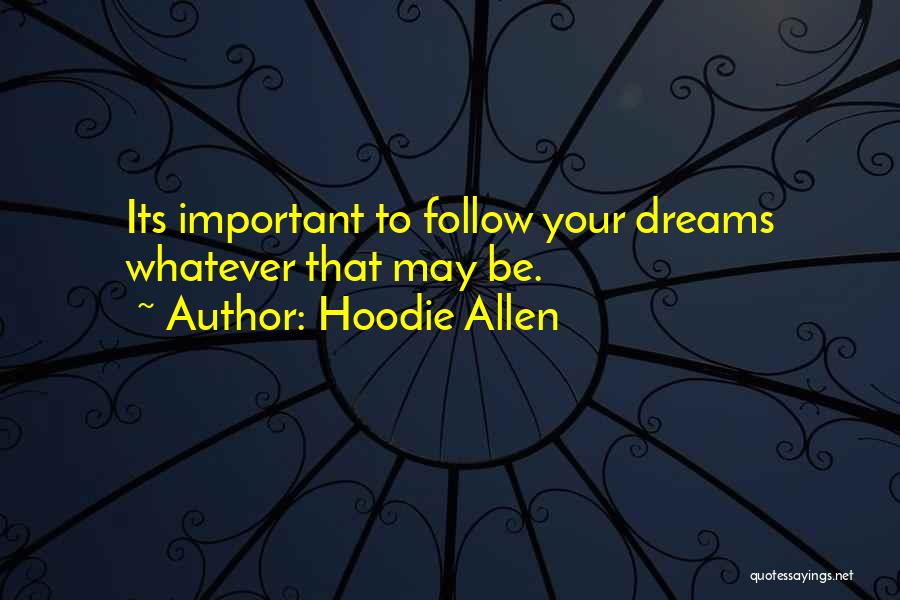 Hoodie Allen Quotes: Its Important To Follow Your Dreams Whatever That May Be.