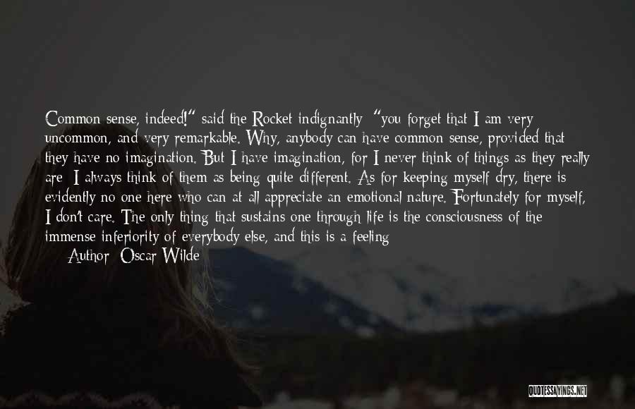 Oscar Wilde Quotes: Common Sense, Indeed! Said The Rocket Indignantly; You Forget That I Am Very Uncommon, And Very Remarkable. Why, Anybody Can