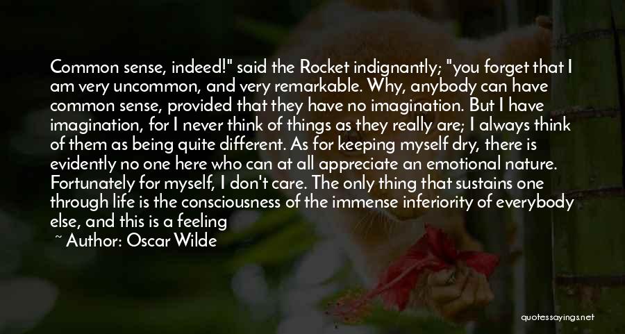 Oscar Wilde Quotes: Common Sense, Indeed! Said The Rocket Indignantly; You Forget That I Am Very Uncommon, And Very Remarkable. Why, Anybody Can