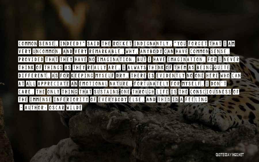 Oscar Wilde Quotes: Common Sense, Indeed! Said The Rocket Indignantly; You Forget That I Am Very Uncommon, And Very Remarkable. Why, Anybody Can