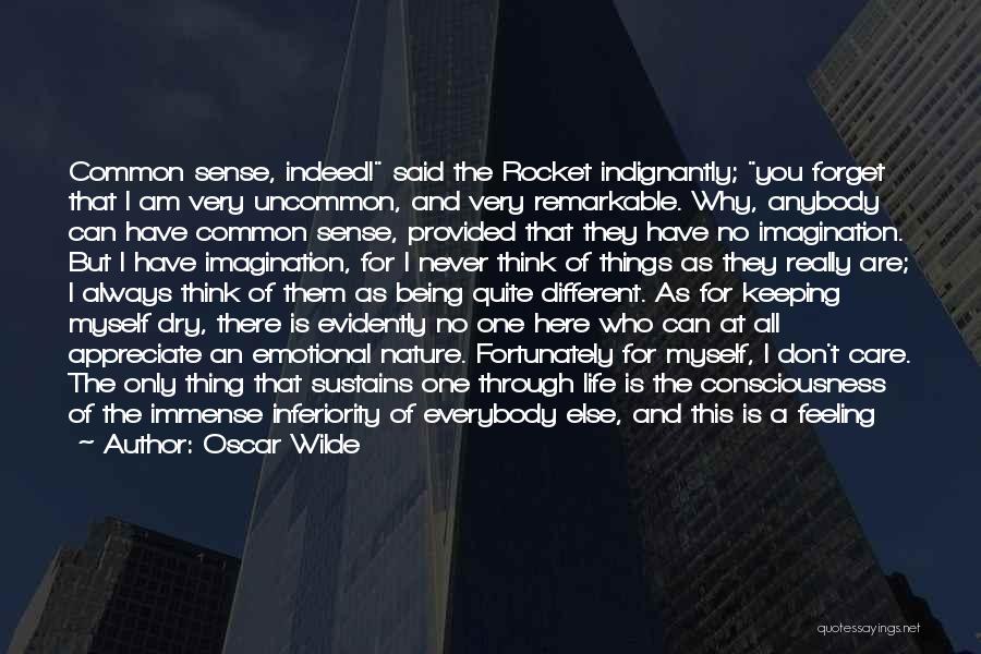 Oscar Wilde Quotes: Common Sense, Indeed! Said The Rocket Indignantly; You Forget That I Am Very Uncommon, And Very Remarkable. Why, Anybody Can