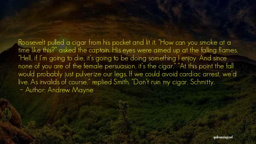 Andrew Mayne Quotes: Roosevelt Pulled A Cigar From His Pocket And Lit It. How Can You Smoke At A Time Like This? Asked