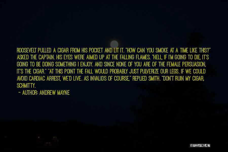 Andrew Mayne Quotes: Roosevelt Pulled A Cigar From His Pocket And Lit It. How Can You Smoke At A Time Like This? Asked