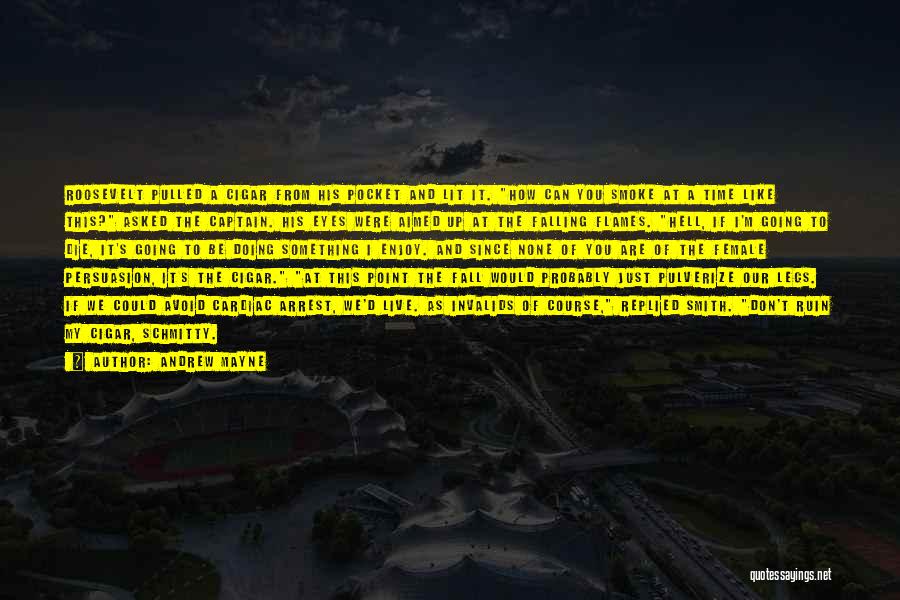 Andrew Mayne Quotes: Roosevelt Pulled A Cigar From His Pocket And Lit It. How Can You Smoke At A Time Like This? Asked