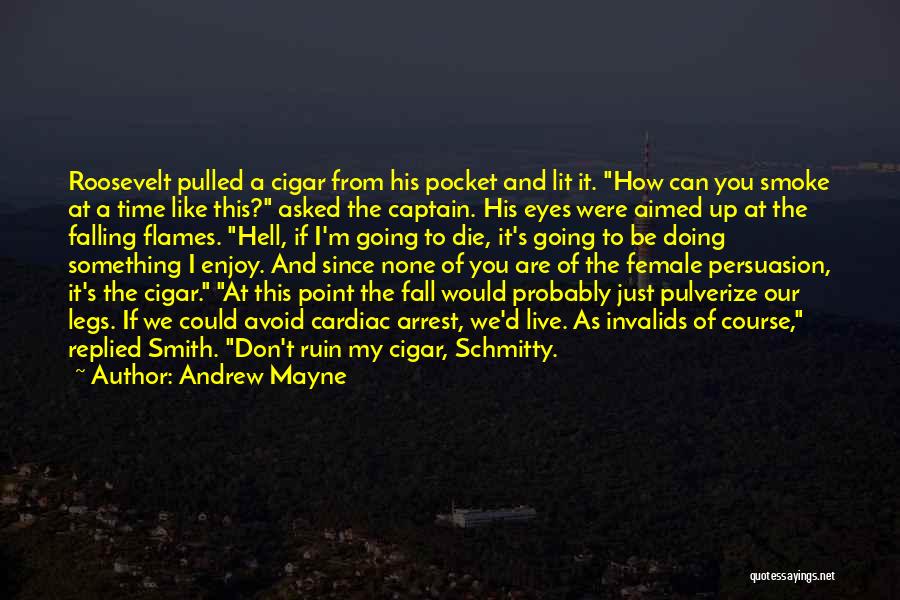 Andrew Mayne Quotes: Roosevelt Pulled A Cigar From His Pocket And Lit It. How Can You Smoke At A Time Like This? Asked