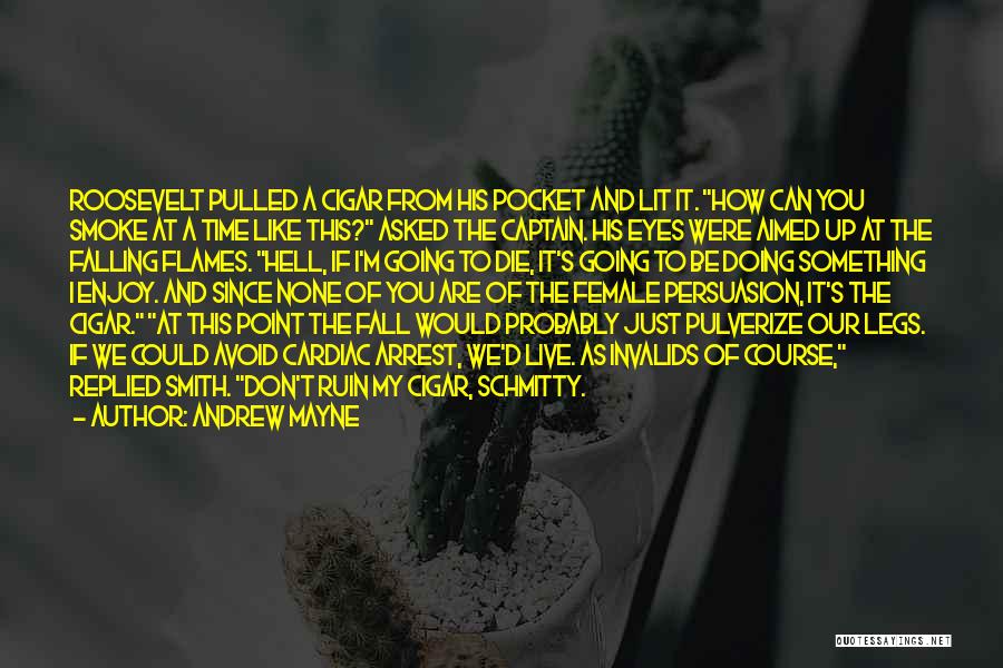 Andrew Mayne Quotes: Roosevelt Pulled A Cigar From His Pocket And Lit It. How Can You Smoke At A Time Like This? Asked