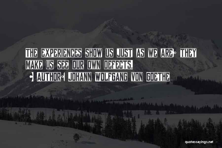 Johann Wolfgang Von Goethe Quotes: The Experiences Show Us Just As We Are; They Make Us See Our Own Defects.