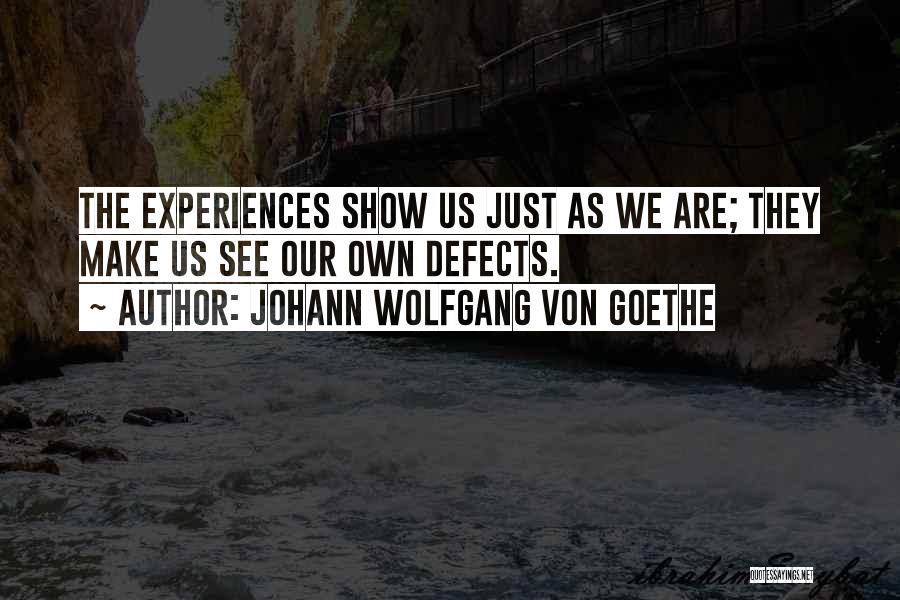 Johann Wolfgang Von Goethe Quotes: The Experiences Show Us Just As We Are; They Make Us See Our Own Defects.