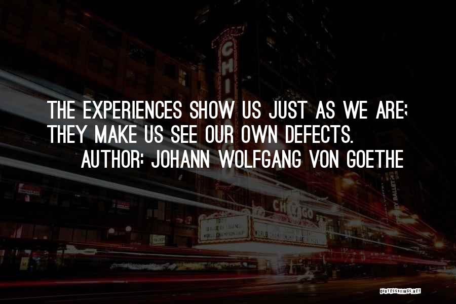 Johann Wolfgang Von Goethe Quotes: The Experiences Show Us Just As We Are; They Make Us See Our Own Defects.