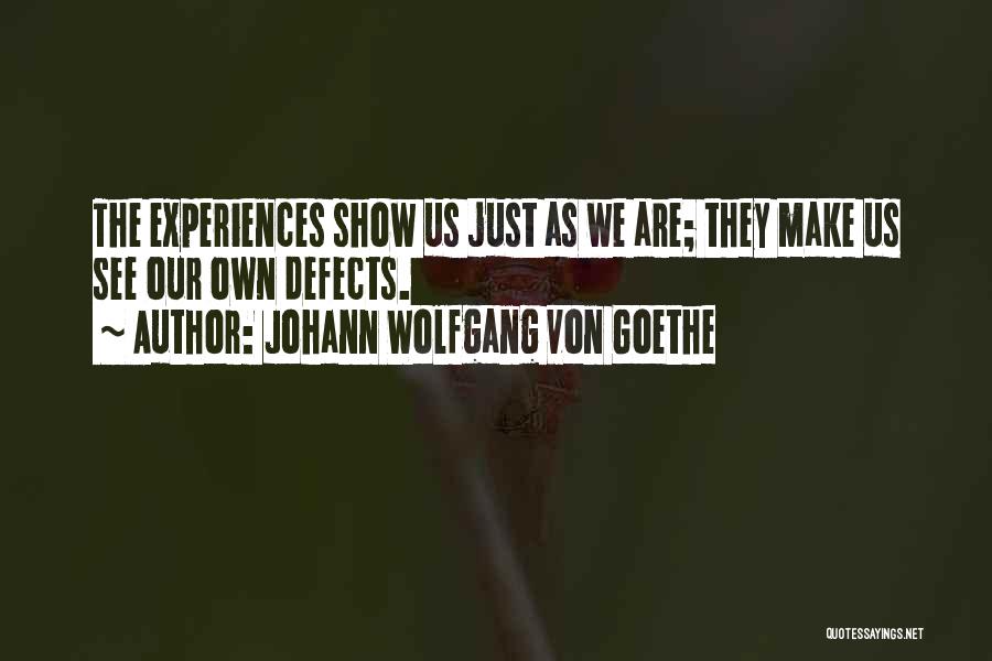 Johann Wolfgang Von Goethe Quotes: The Experiences Show Us Just As We Are; They Make Us See Our Own Defects.