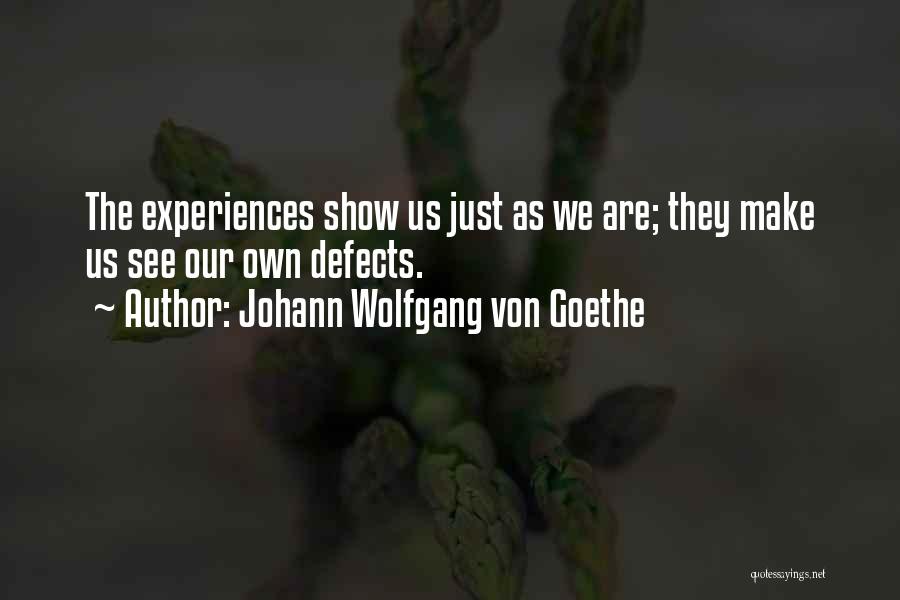 Johann Wolfgang Von Goethe Quotes: The Experiences Show Us Just As We Are; They Make Us See Our Own Defects.