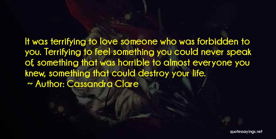 Cassandra Clare Quotes: It Was Terrifying To Love Someone Who Was Forbidden To You. Terrifying To Feel Something You Could Never Speak Of,