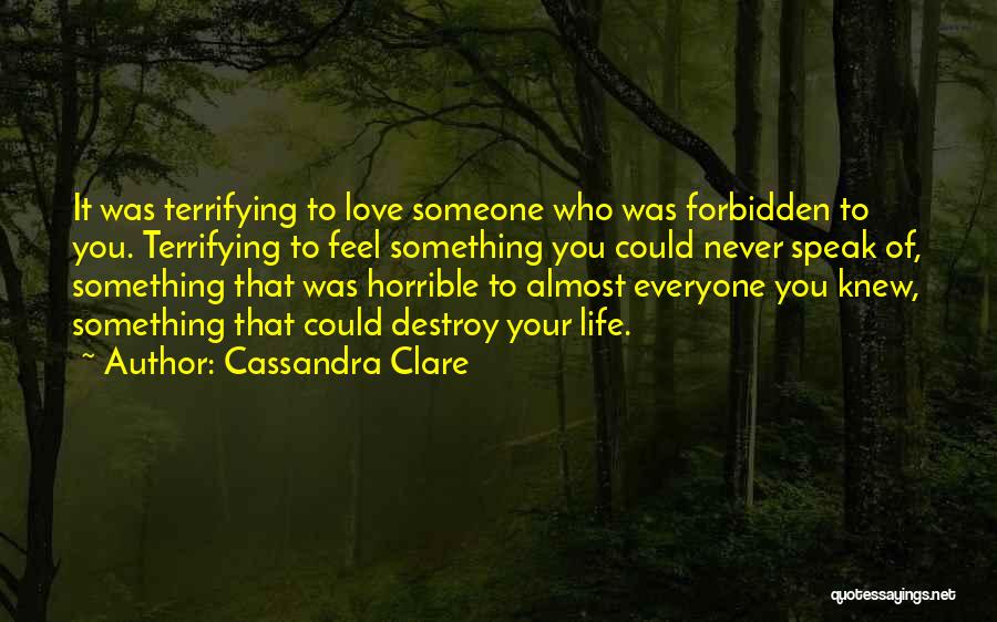 Cassandra Clare Quotes: It Was Terrifying To Love Someone Who Was Forbidden To You. Terrifying To Feel Something You Could Never Speak Of,