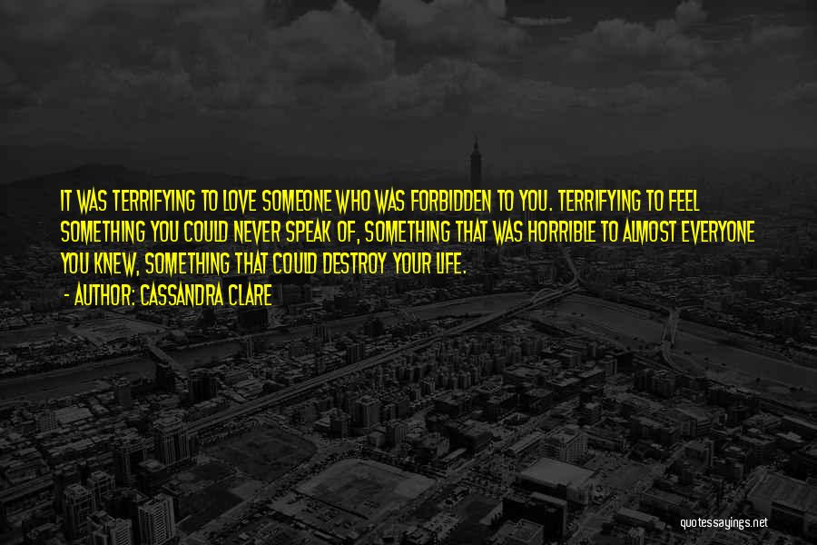 Cassandra Clare Quotes: It Was Terrifying To Love Someone Who Was Forbidden To You. Terrifying To Feel Something You Could Never Speak Of,