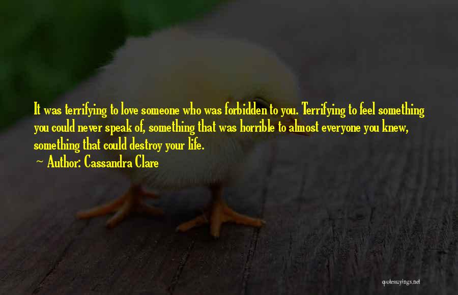 Cassandra Clare Quotes: It Was Terrifying To Love Someone Who Was Forbidden To You. Terrifying To Feel Something You Could Never Speak Of,