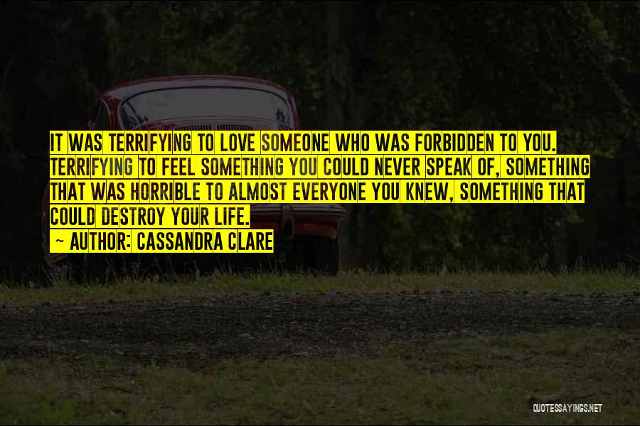 Cassandra Clare Quotes: It Was Terrifying To Love Someone Who Was Forbidden To You. Terrifying To Feel Something You Could Never Speak Of,