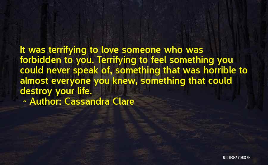 Cassandra Clare Quotes: It Was Terrifying To Love Someone Who Was Forbidden To You. Terrifying To Feel Something You Could Never Speak Of,