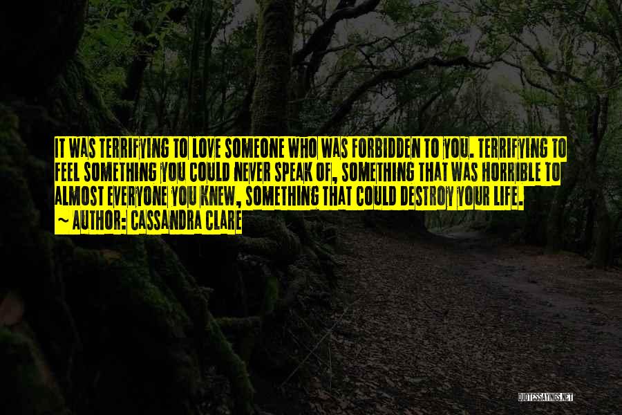 Cassandra Clare Quotes: It Was Terrifying To Love Someone Who Was Forbidden To You. Terrifying To Feel Something You Could Never Speak Of,