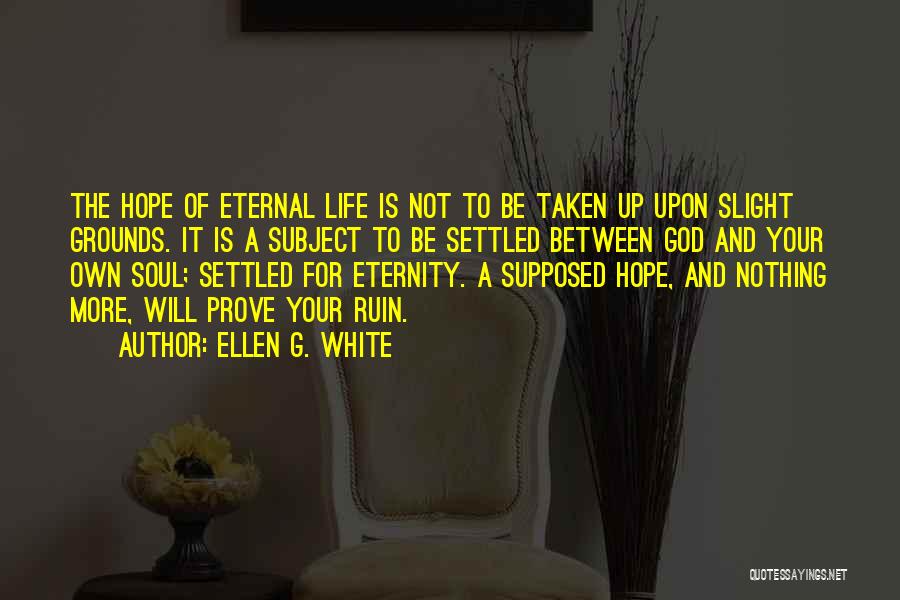 Ellen G. White Quotes: The Hope Of Eternal Life Is Not To Be Taken Up Upon Slight Grounds. It Is A Subject To Be