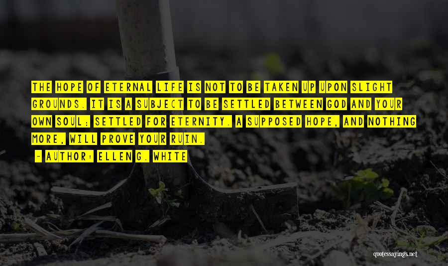 Ellen G. White Quotes: The Hope Of Eternal Life Is Not To Be Taken Up Upon Slight Grounds. It Is A Subject To Be