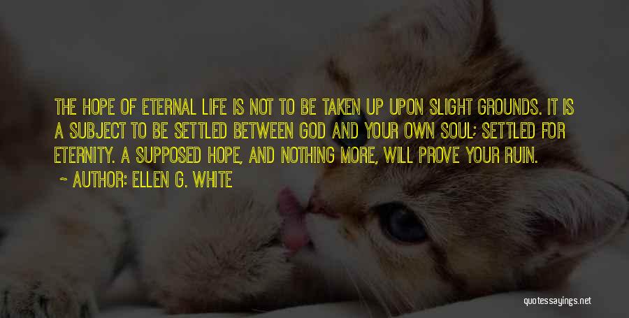 Ellen G. White Quotes: The Hope Of Eternal Life Is Not To Be Taken Up Upon Slight Grounds. It Is A Subject To Be
