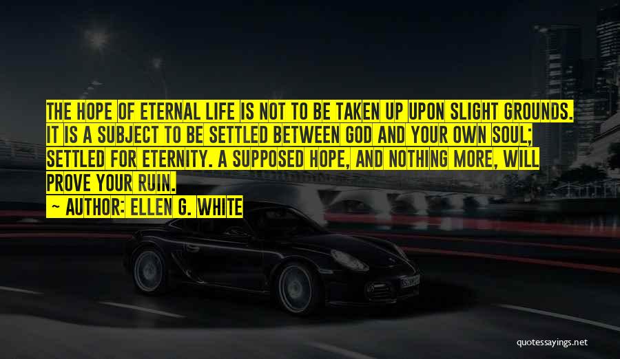 Ellen G. White Quotes: The Hope Of Eternal Life Is Not To Be Taken Up Upon Slight Grounds. It Is A Subject To Be