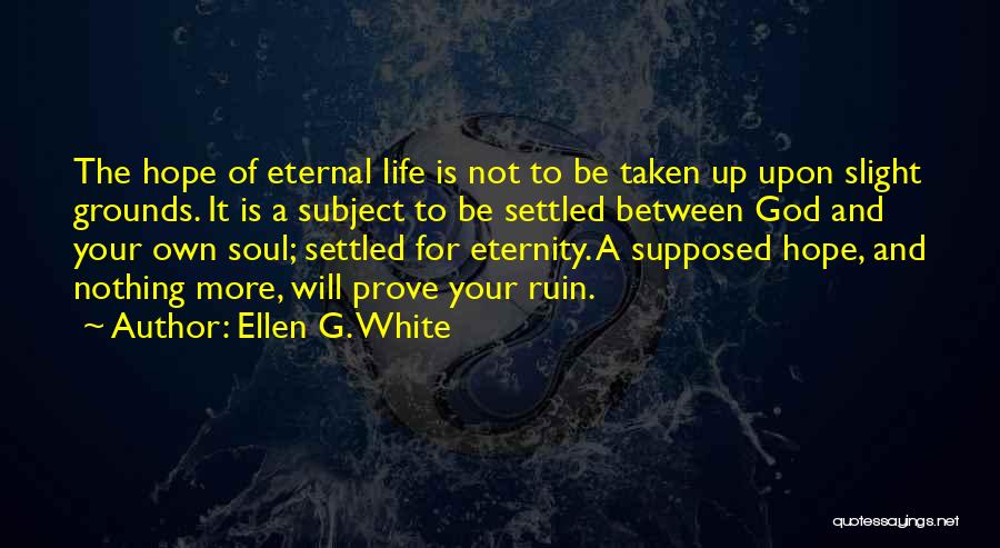 Ellen G. White Quotes: The Hope Of Eternal Life Is Not To Be Taken Up Upon Slight Grounds. It Is A Subject To Be