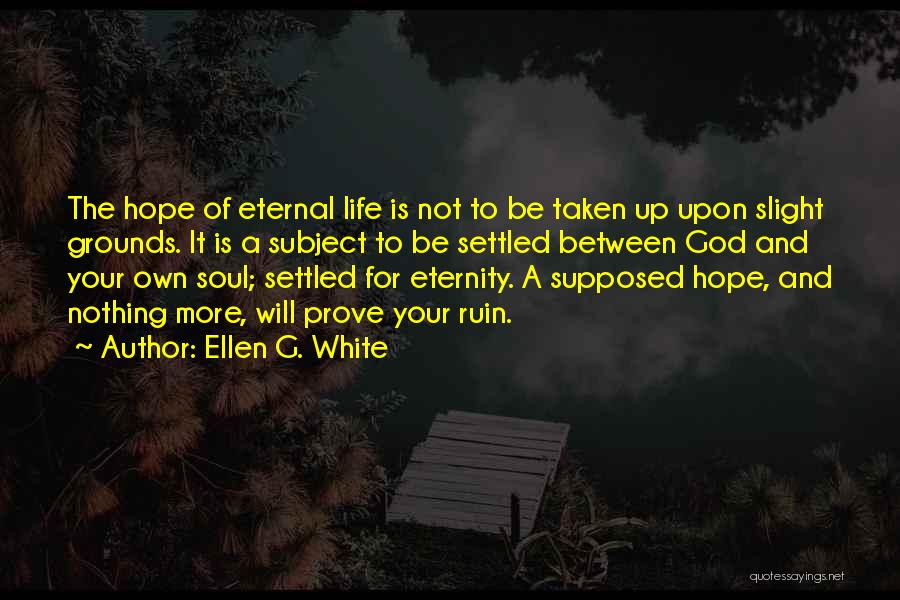 Ellen G. White Quotes: The Hope Of Eternal Life Is Not To Be Taken Up Upon Slight Grounds. It Is A Subject To Be