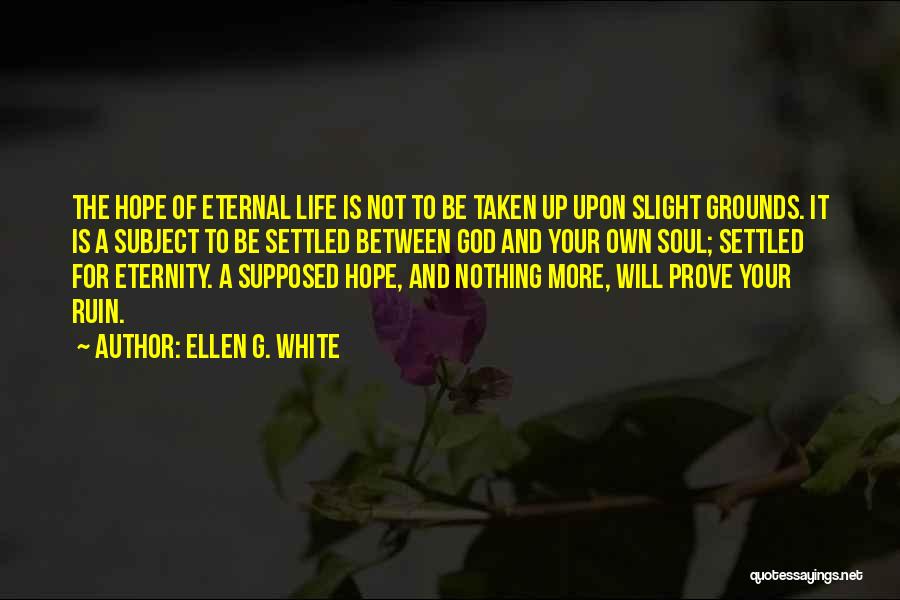 Ellen G. White Quotes: The Hope Of Eternal Life Is Not To Be Taken Up Upon Slight Grounds. It Is A Subject To Be