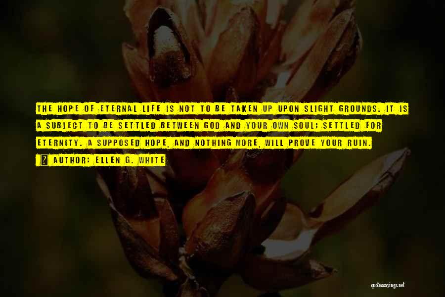 Ellen G. White Quotes: The Hope Of Eternal Life Is Not To Be Taken Up Upon Slight Grounds. It Is A Subject To Be