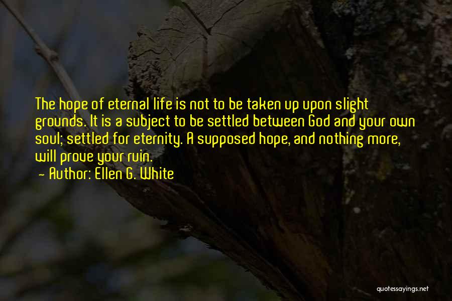 Ellen G. White Quotes: The Hope Of Eternal Life Is Not To Be Taken Up Upon Slight Grounds. It Is A Subject To Be