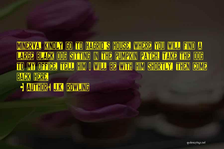 J.K. Rowling Quotes: Minerva, Kindly Go To Hagrid's House, Where You Will Find A Large Black Dog Sitting In The Pumpkin Patch. Take