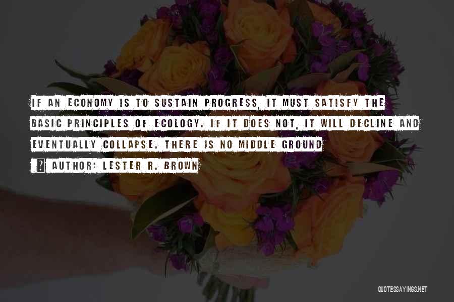 Lester R. Brown Quotes: If An Economy Is To Sustain Progress, It Must Satisfy The Basic Principles Of Ecology. If It Does Not, It